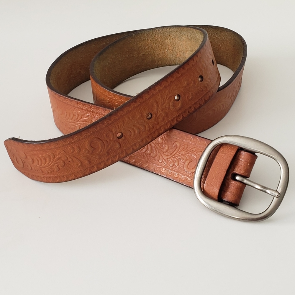 Vintage Genuine Leather With Boho Print Belt